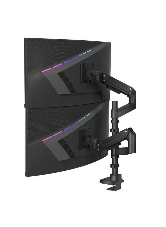 WALI Dual Monitor Mount for Ultrawide Heavy Duty Curved Monitor Stacking, Dual Monitor Arm Fits 17-49 Inch for Ultrawide Screens up to 44lbs, 49 inch Monitor Arm, Black - Image 1