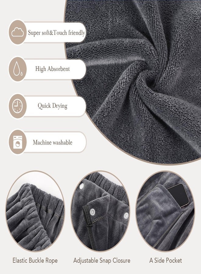 SINLAND Women's Spa Wrap Microfiber Lightweight Knee Length Bath Body Wrap Shower Towels with Adjustable Closure 32 Inch x 80 Inch Grey - Image 3