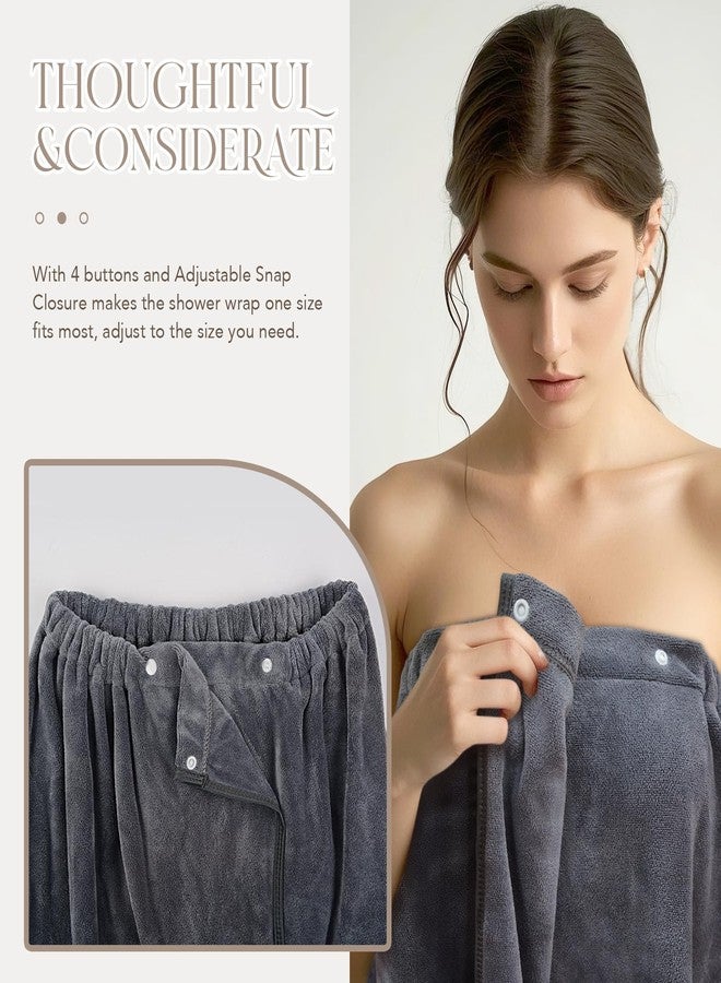 SINLAND Women's Spa Wrap Microfiber Lightweight Knee Length Bath Body Wrap Shower Towels with Adjustable Closure 32 Inch x 80 Inch Grey - Image 4