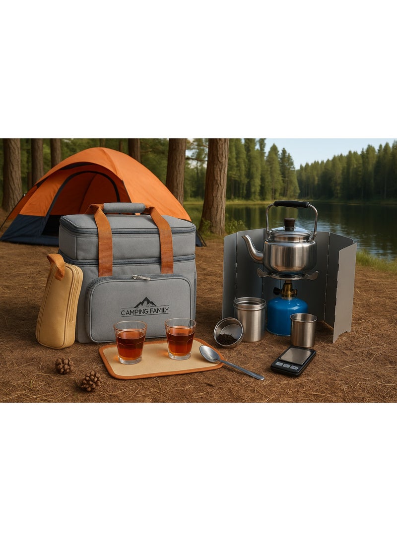 بيكي طقم عزبة شاي للرحلات  لون رمادي - Image 3