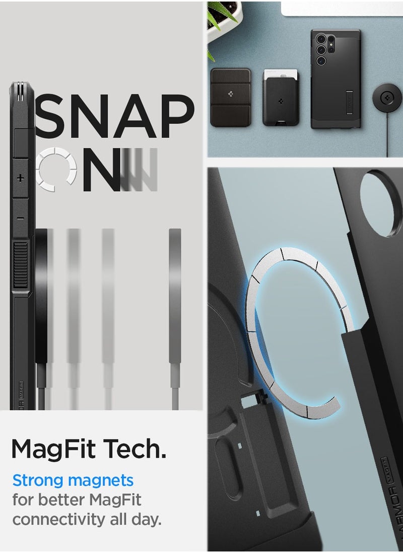 Spigen - Tough Armor MagFit for Samsung Galaxy S24 ULTRA case cover compatible with MagSafe - Black - Image 1