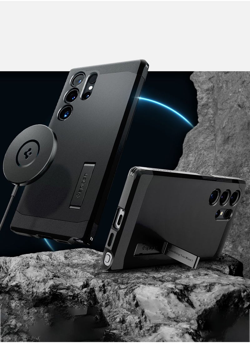 Spigen - Tough Armor MagFit for Samsung Galaxy S24 ULTRA case cover compatible with MagSafe - Black - Image 1