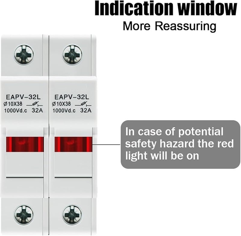 Eapv 32 2p 30A DC Fuse Holder 2P Parallel 10x38mm 1000V Solar PV Photovoltaic System Protection - Image 5