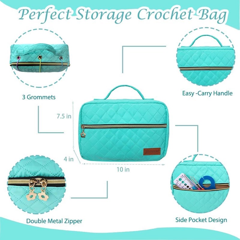 Yarniss Crochet Kits for Beginner, All-Inclusive Crochet Kit for Adults with 14 Size Ergonomic Crochet Hooks,12 Crochet Yarns Balls & Crochet Bag,Bright Blue - Image 5
