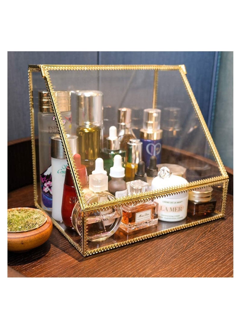 GGEROU Cosmetic Storage Cases,Countertop Cosmetic Display Cases ,Clear Glass Makeup Storage Box - Image 3