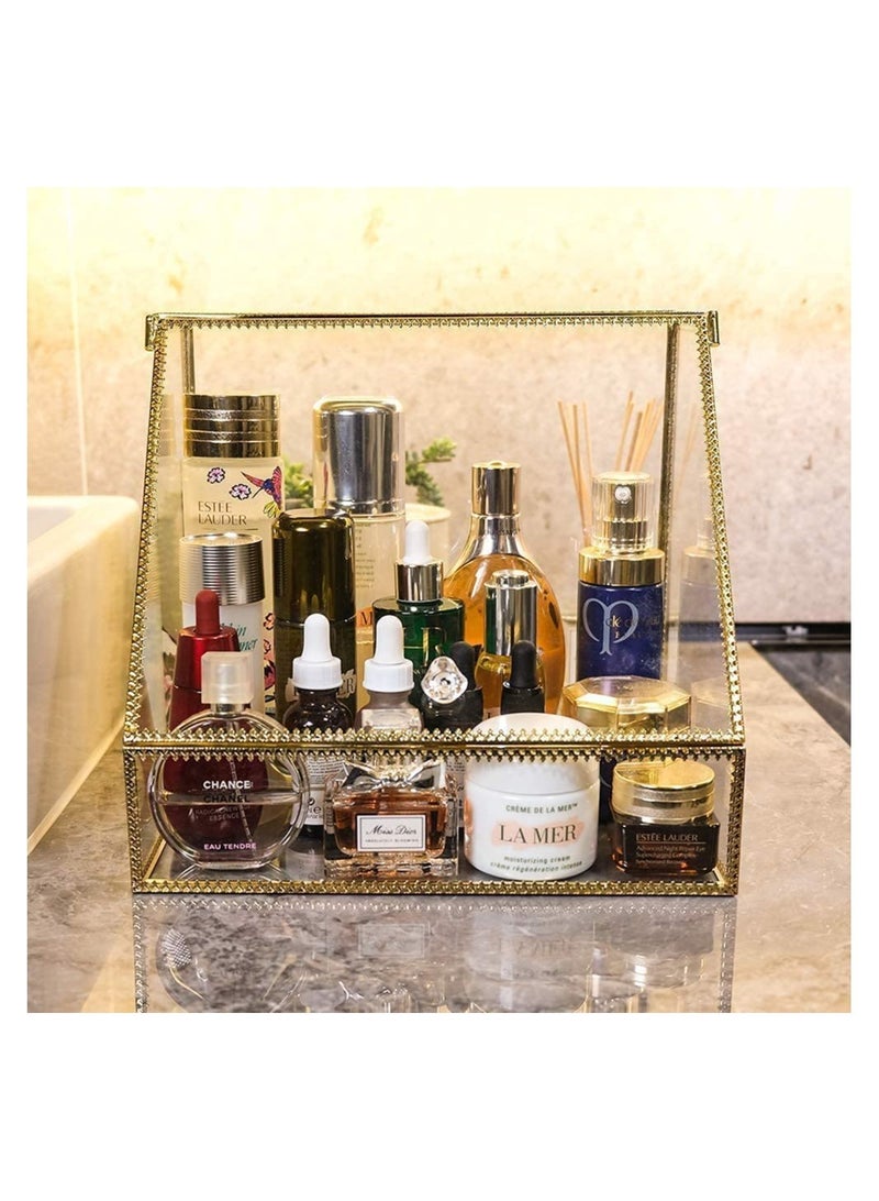 GGEROU Cosmetic Storage Cases,Countertop Cosmetic Display Cases ,Clear Glass Makeup Storage Box - Image 4