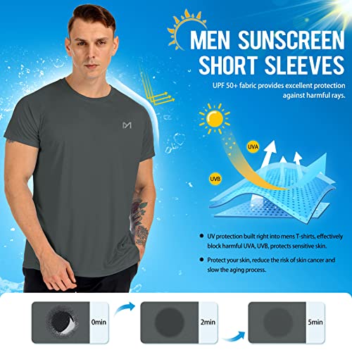 MEETYOO Men's Standard Swim, Short Sleeve UPF 50+ Sun T-Shirts, Dark Grey, XX-Large - Image 3