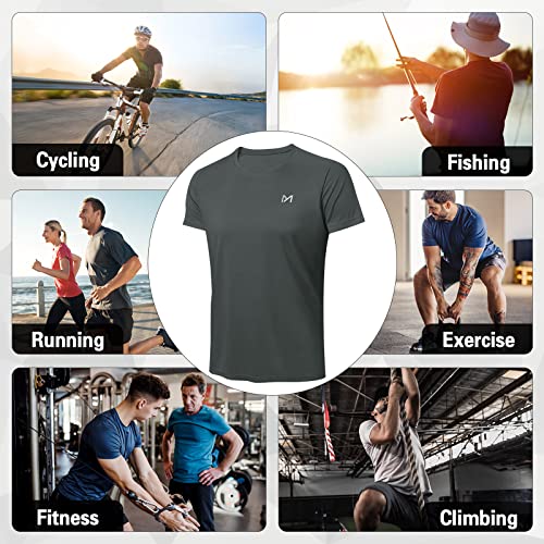 MEETYOO Men's Standard Swim, Short Sleeve UPF 50+ Sun T-Shirts, Dark Grey, XX-Large - Image 5