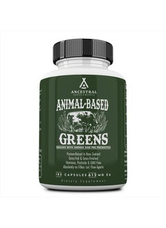 Ancestral Supplements Greens Powder Capsules, Organic Superfood Greens & Reds Blend with Spirulina, Chlorella, Grass Fed Beef Organs, and Probiotics for Gut Health, Non GMO, 615mg Each, 180 Count  - Image 1