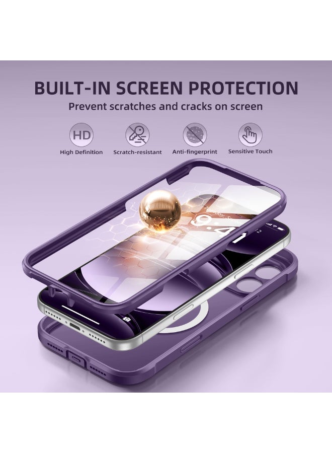 BERFY for iPhone 17 Pro Case, Compatible with MagSafe, Built-in 9H Tempered Glass Screen Protector and Camera Protection, Full Body Shockproof Matte Phone case for 17 Pro 6.3", Deep Purple - Image 4