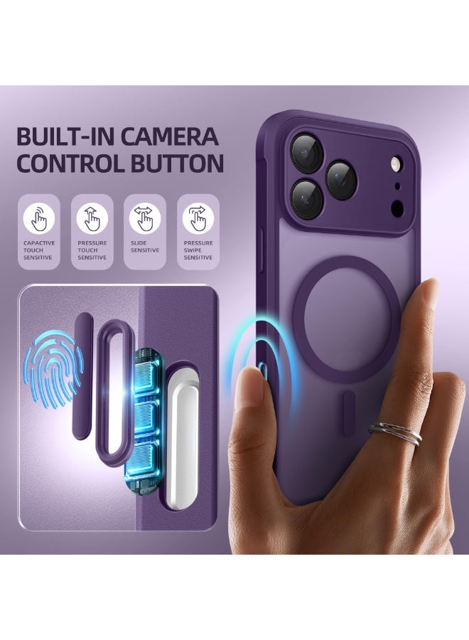 BERFY for iPhone 17 Pro Case, Compatible with MagSafe, Built-in 9H Tempered Glass Screen Protector and Camera Protection, Full Body Shockproof Matte Phone case for 17 Pro 6.3", Deep Purple - Image 3
