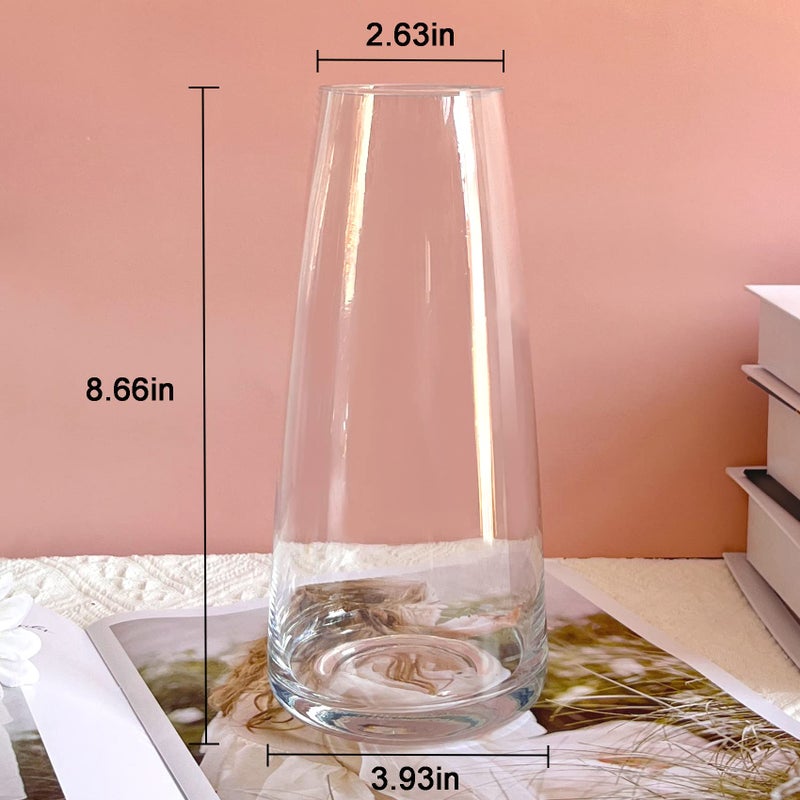 Aoderun Glass Vase for Flowers Modern Vases Home Decor Unique Flower Vase for Bouquet 8.7" Centerpiece Vase Decor Room,Bedroom,Living Room,Library,Office,Table,Entryway,Modern Farmhouse(Clear) - Image 4