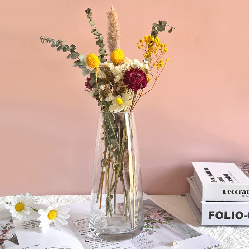 Aoderun Glass Vase for Flowers Modern Vases Home Decor Unique Flower Vase for Bouquet 8.7" Centerpiece Vase Decor Room,Bedroom,Living Room,Library,Office,Table,Entryway,Modern Farmhouse(Clear) - Image 3