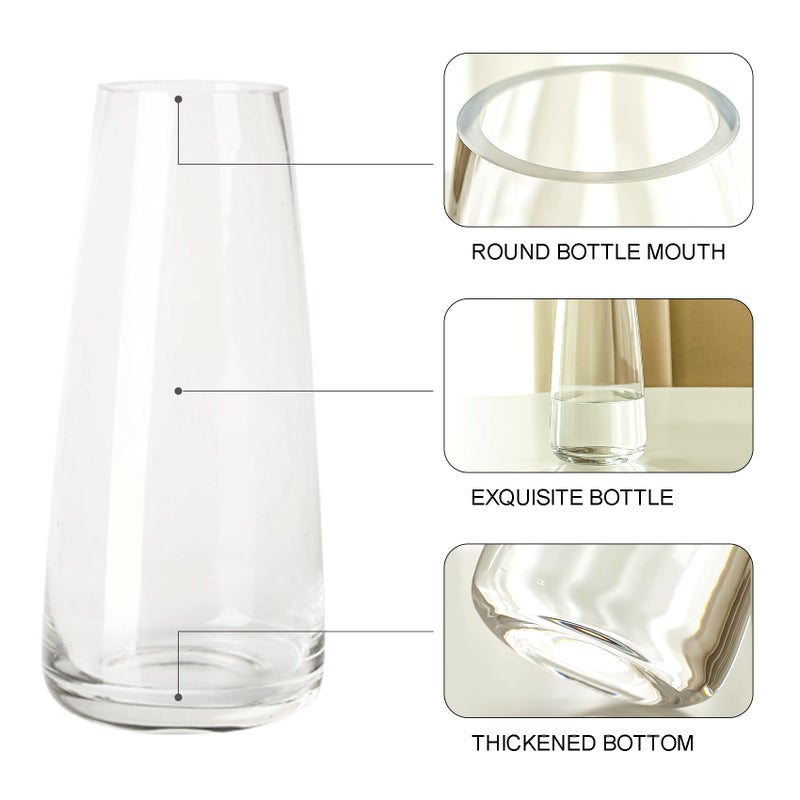 Aoderun Glass Vase for Flowers Modern Vases Home Decor Unique Flower Vase for Bouquet 8.7" Centerpiece Vase Decor Room,Bedroom,Living Room,Library,Office,Table,Entryway,Modern Farmhouse(Clear) - Image 5