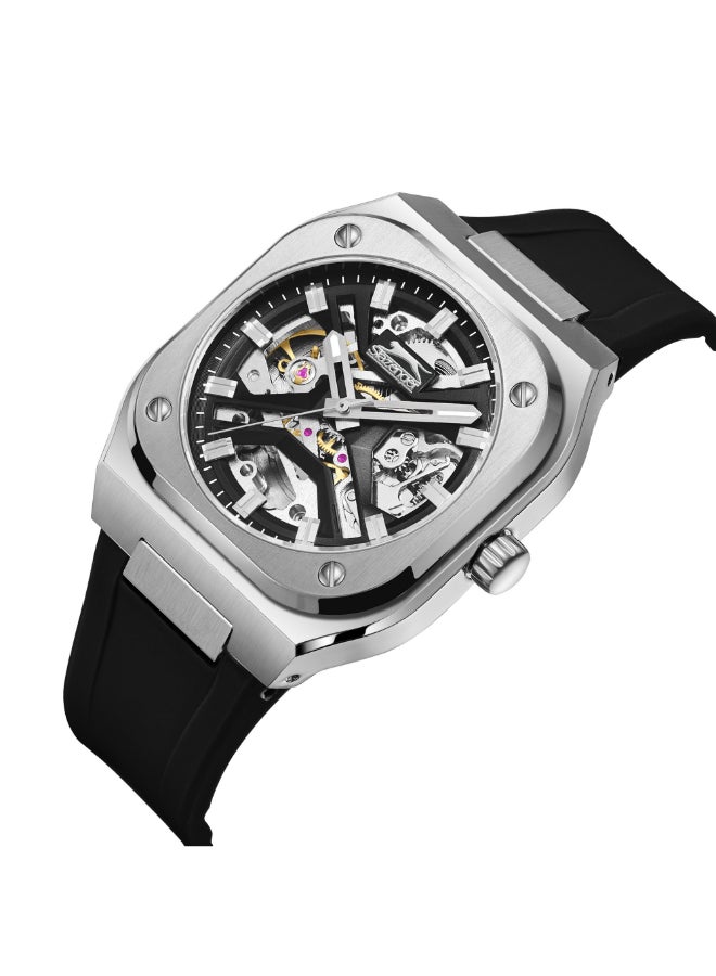 سلازنجر ساعة رجالية أوتوماتيكية بحزام سيليكون أسود - Image 4