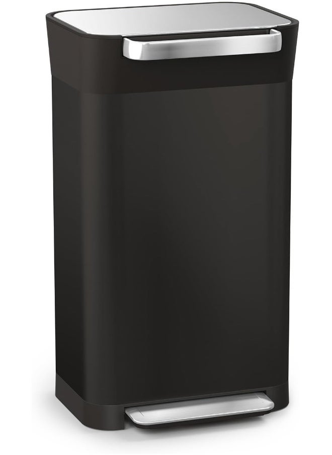 Joseph Joseph Joseph Joseph Intelligent Waste Titan Trash Compactor Kitchen Bin With Odour Filter, Holds Up To 90L After Compaction, Black, 30L  - Image 1
