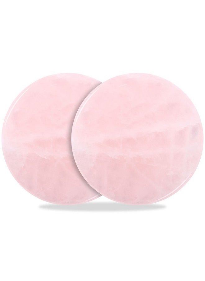 Bememo Bememo 2 Pieces Jade Stone for Lash Glue Eyelash Extension Round Jade Stone Lash Glue Holders Adhesive Pallet Fake Eye Lash Holder Base 2 Inch (Pink)  - Image 1