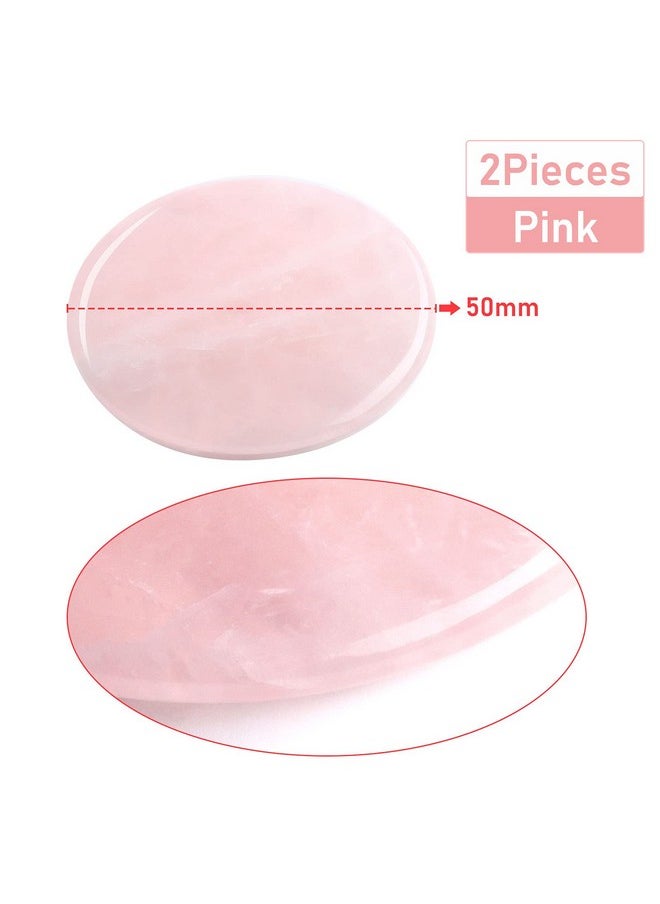 Bememo Bememo 2 Pieces Jade Stone for Lash Glue Eyelash Extension Round Jade Stone Lash Glue Holders Adhesive Pallet Fake Eye Lash Holder Base 2 Inch (Pink)  - Image 2