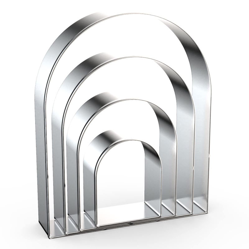 QAAQS Arch Cookie Cutter Set Large - 5 Inch, 4 Inch, 3 Inch, 2 Inch - Arched Door Geometric Frame Plaque Cookie Cutters Shapes Molds - Stainless Steel - Image 1