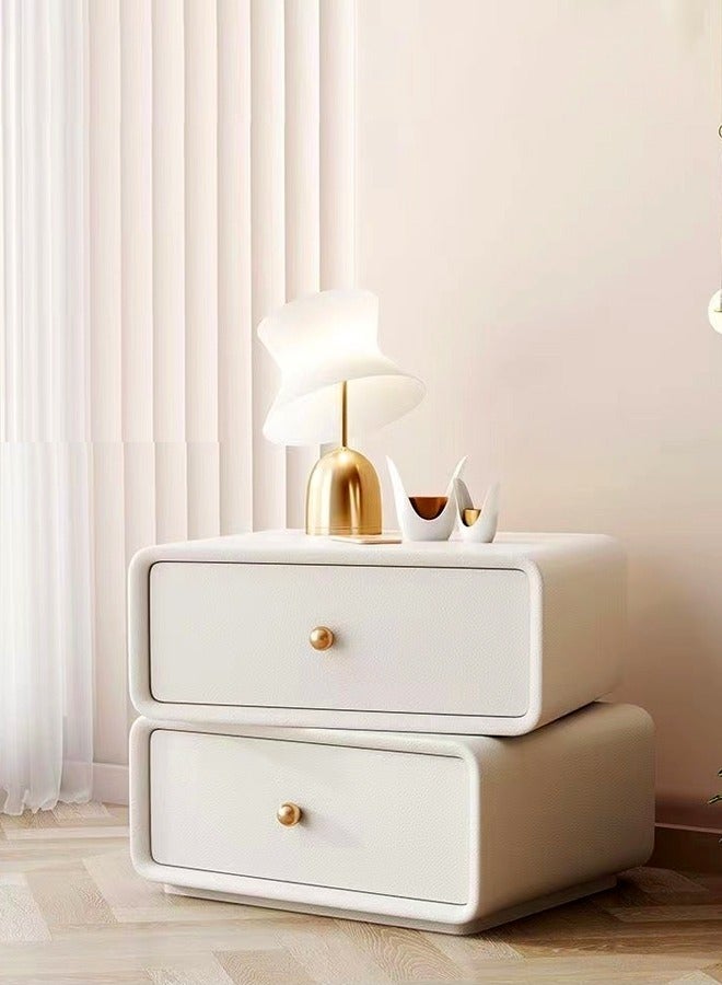 فاشون هوم تصميم حديث 360 درجة طاولة سرير خشبية قابلة للتدوير مع 2 أدراج طاولة جانبية قوية من الخشب الصلب لغرفة المعيشة غرفة نوم 50x40x48 سم (مجمعة بالكامل) - Image 1