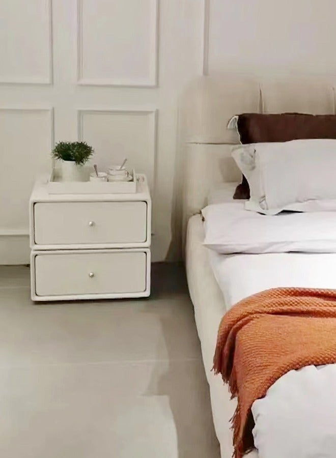 فاشون هوم تصميم حديث 360 درجة طاولة سرير خشبية قابلة للتدوير مع 2 أدراج طاولة جانبية قوية من الخشب الصلب لغرفة المعيشة غرفة نوم 50x40x48 سم (مجمعة بالكامل) - Image 2