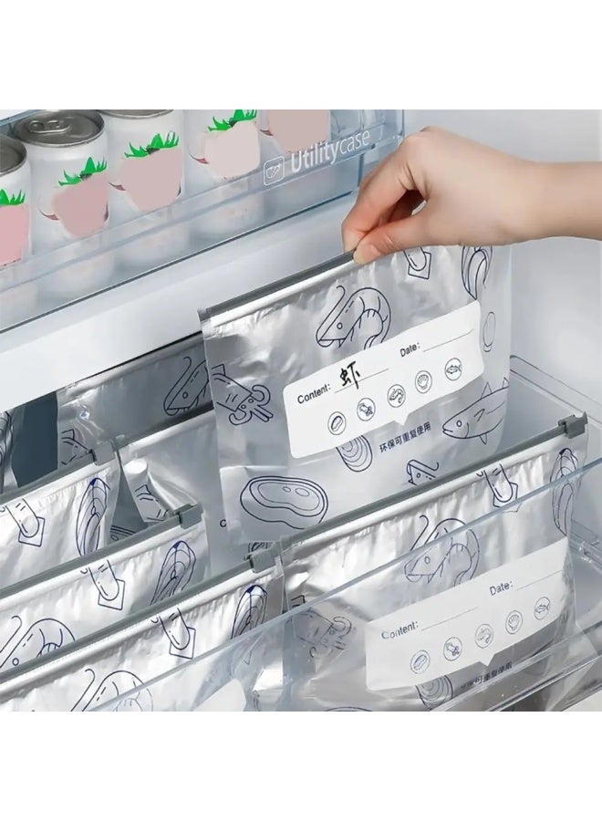 60Pcs Aluminum Foil Antibacterial Self-Sealing Zipper Food Storage Bags for Freezing & Refrigeration - Image 4