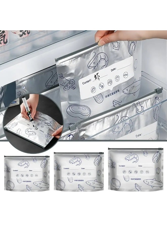 60Pcs Aluminum Foil Antibacterial Self-Sealing Zipper Food Storage Bags for Freezing & Refrigeration - Image 2