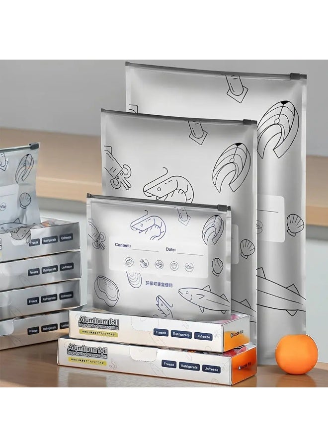 60Pcs Aluminum Foil Antibacterial Self-Sealing Zipper Food Storage Bags for Freezing & Refrigeration - Image 5