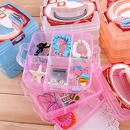 RETSPHIX Plastic 18 Grid Multi Utility Square Storage Box with 3 Removable Layers for Jewellery - Image 3
