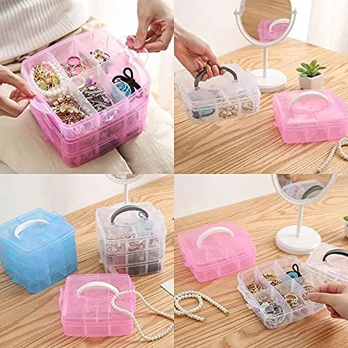 RETSPHIX Plastic 18 Grid Multi Utility Square Storage Box with 3 Removable Layers for Jewellery - Image 2