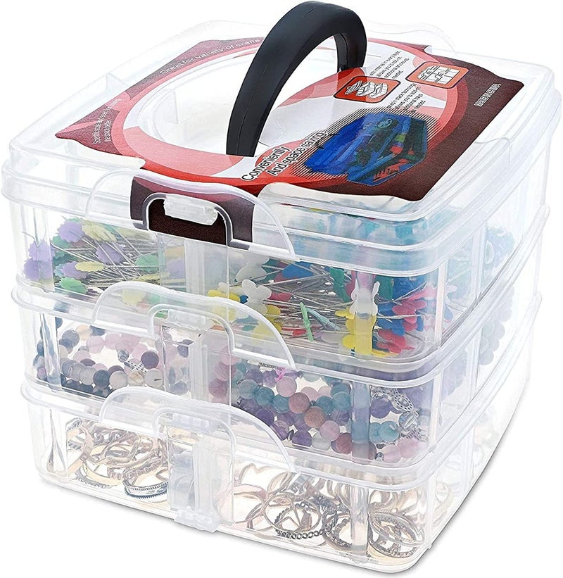RETSPHIX Plastic 18 Grid Multi Utility Square Storage Box with 3 Removable Layers for Jewellery - Image 1
