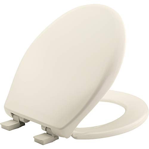 Mayfair Aurora Slow Close Toilet Seat, Easy Clean Hinges and Adjustable Perfect Fit Plastic Seat, Made in USA, Round, Biscuit - Image 1