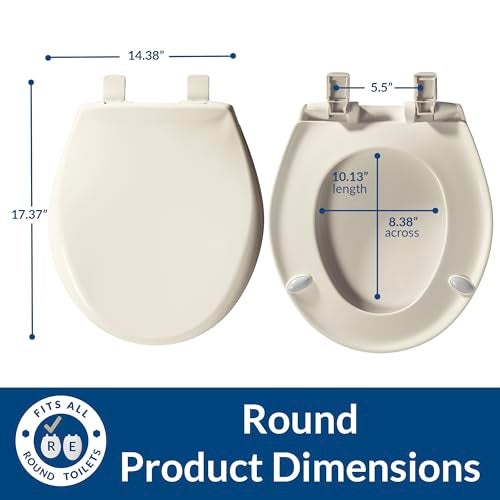 Mayfair Aurora Slow Close Toilet Seat, Easy Clean Hinges and Adjustable Perfect Fit Plastic Seat, Made in USA, Round, Biscuit - Image 5