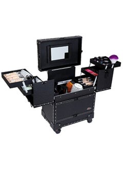 SUNRISE Professional 4 Wheels Rolling Makeup Cosmetic Train Case, Black  - Image 1