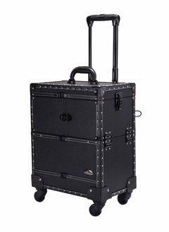 SUNRISE Professional 4 Wheels Rolling Makeup Cosmetic Train Case, Black  - Image 3