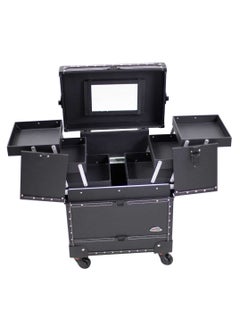 SUNRISE Professional 4 Wheels Rolling Makeup Cosmetic Train Case, Black  - Image 4