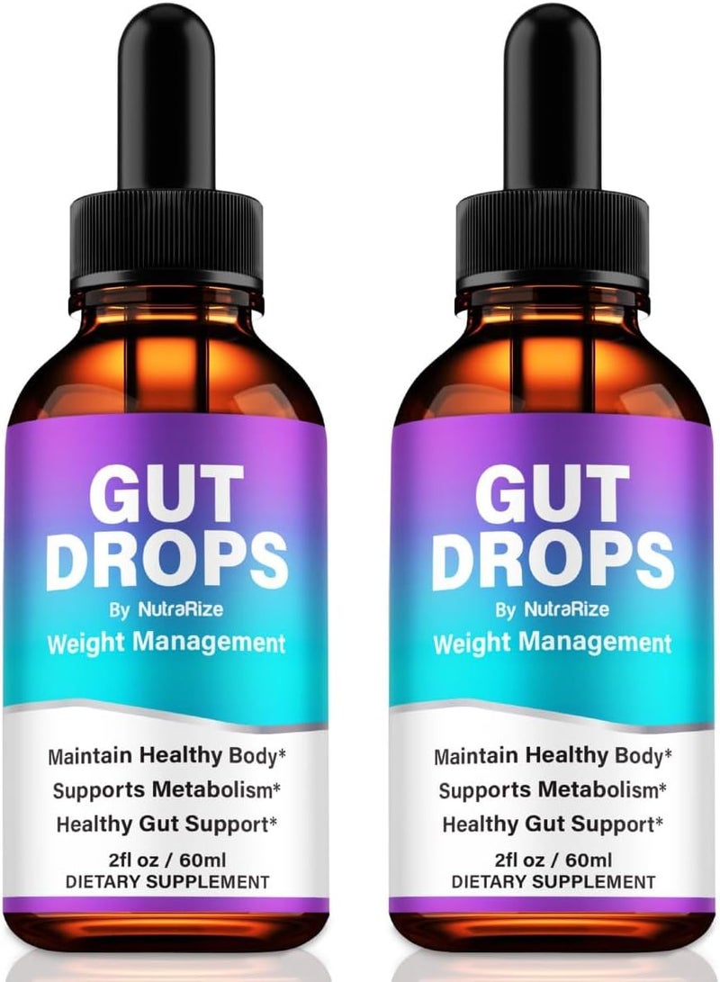 NutraRize 2 Pack Gut Drops Premium GutDrops Dropper AllNatural Liquid Formula to Maintain Healthy Body Energy and Overall WellBeing Official Gut Drops Gotas Review 60 Servings - Image 1