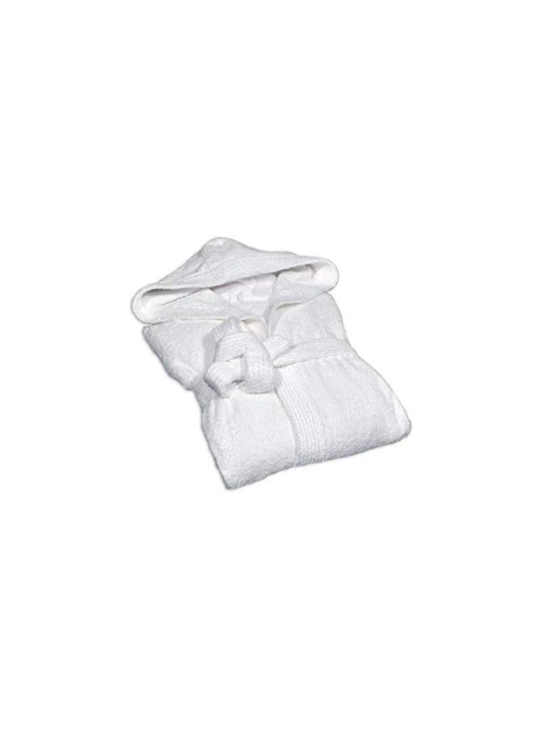 Elegant Linen Store Unisex Shawl Velour Cotton Bathrobe White Long Sleeve  - Image 3