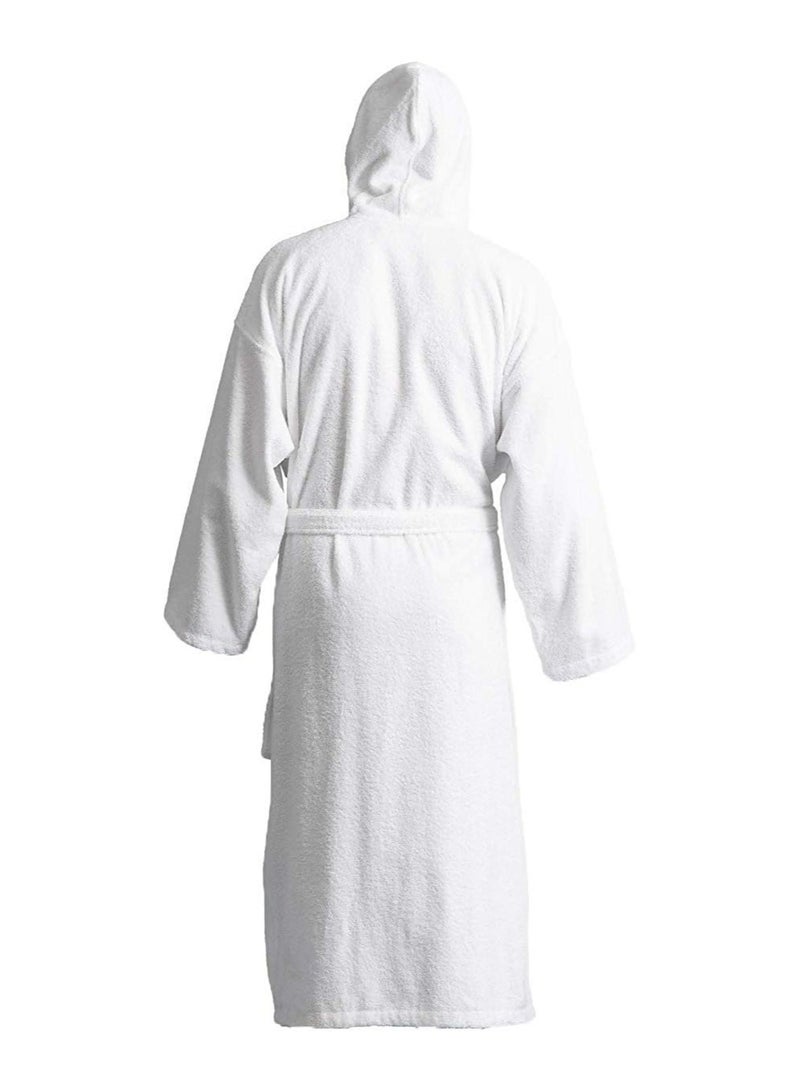 Elegant Linen Store Unisex Shawl Velour Cotton Bathrobe White Long Sleeve  - Image 2