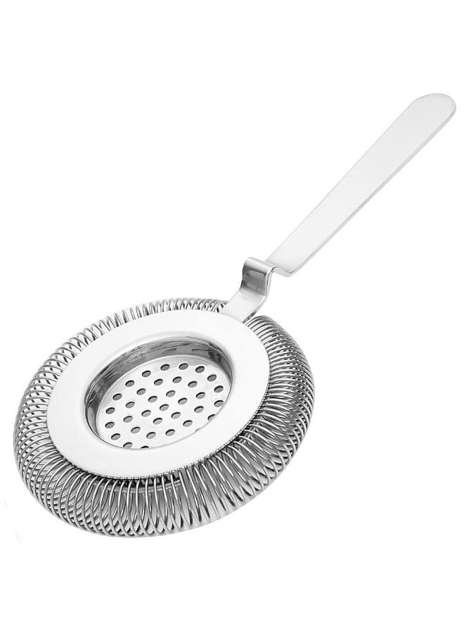 304 Stainless Steel Cocktail Strainer with Long Handle, Silver Hawthorne Bar Strainer for Bartending, Boston Shaker & Mixing Glass - Image 1