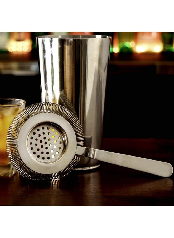 304 Stainless Steel Cocktail Strainer with Long Handle, Silver Hawthorne Bar Strainer for Bartending, Boston Shaker & Mixing Glass - Image 4