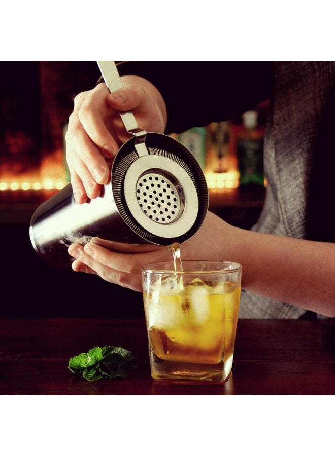 304 Stainless Steel Cocktail Strainer with Long Handle, Silver Hawthorne Bar Strainer for Bartending, Boston Shaker & Mixing Glass - Image 5