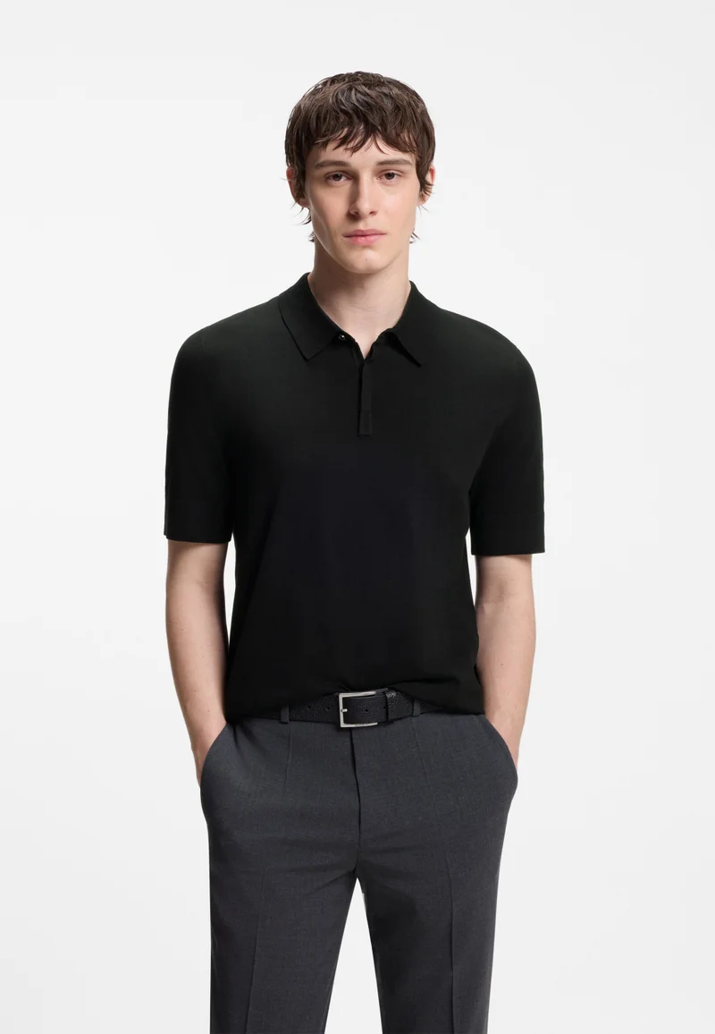 هوجو بولو محبوك بفتحة أزرار مخفية