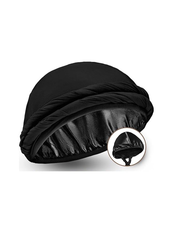 Goolsky Silk Satin Lined Halo Turban Head Wrap Pre-Tied Skull Cap for Men and Women Sleeping Bonnet Hair Cover Chemo Hair Loss Hat - Image 1