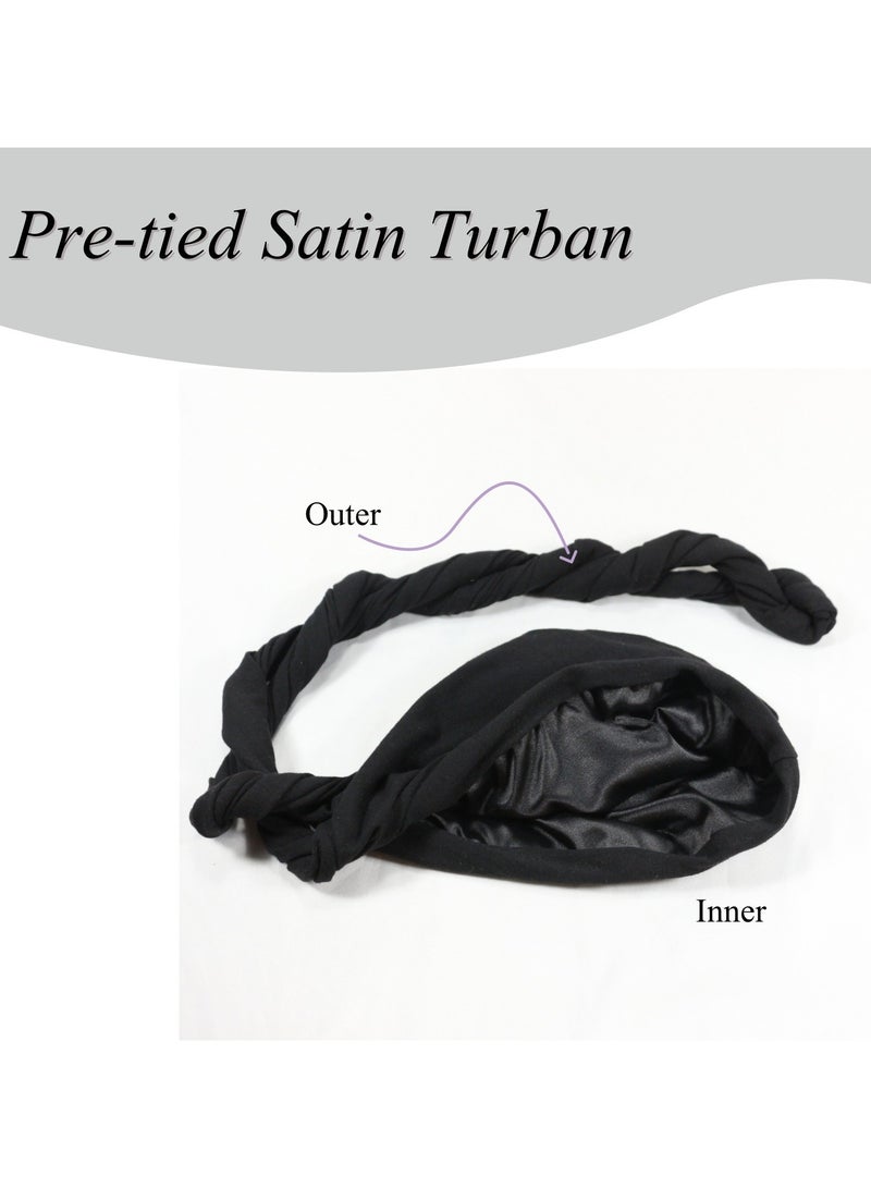 Goolsky Silk Satin Lined Halo Turban Head Wrap Pre-Tied Skull Cap for Men and Women Sleeping Bonnet Hair Cover Chemo Hair Loss Hat - Image 5