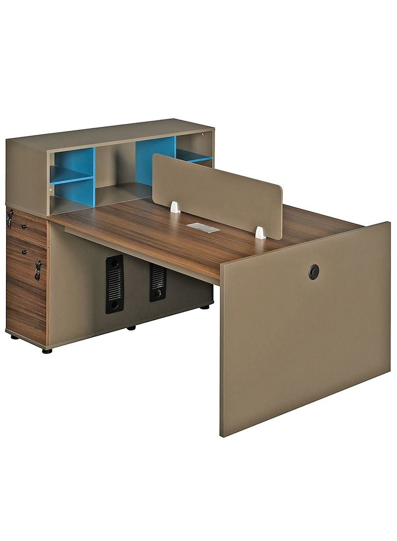 HUIMEI Huimei  BT-1601 Office Work Station Brown Color  - Image 1