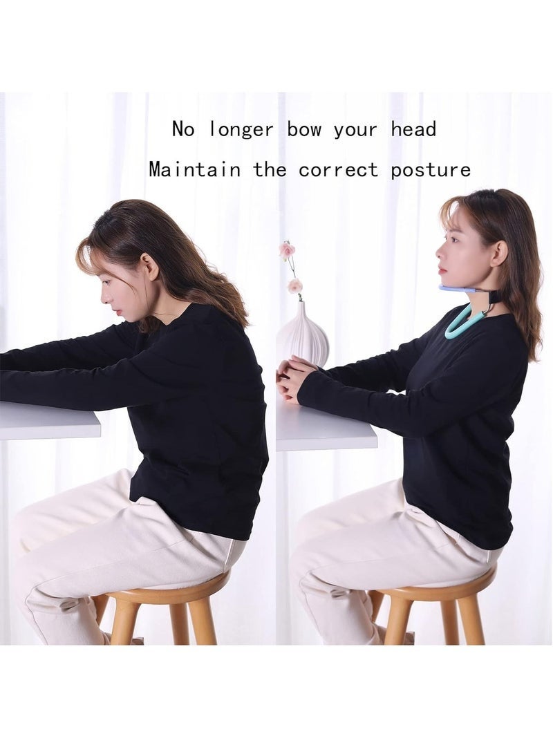 كيلا مصحح تقوس الرقبة، طوق عنق الرحم، دعامة للرقبة لعلاج آلام الرقبة ودعمها، محاذاة الرقبة، تخفيف الضغط على العمود الفقري، تحسين وضعية الرأس للأمام، مثالي للاستخدام في المنزل والمدرسة والعمل، دعامة رقبة - Image 3