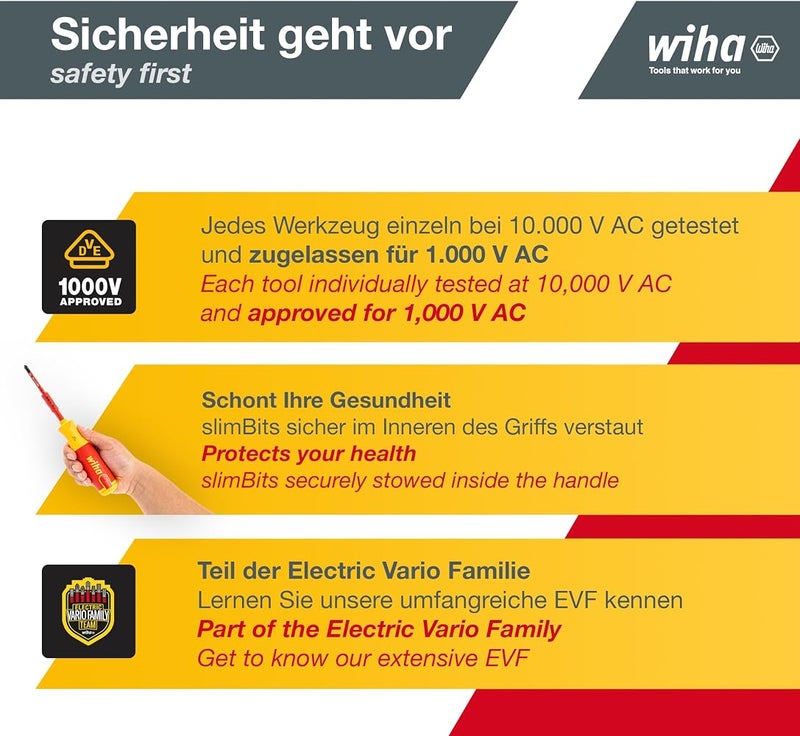 ويها Wiha 38613، Schlitz/PH/SL+PZ (براغي قابلة للإمساك) في عبوة بلاستيكية، لون أحمر وأصفر - Image 2
