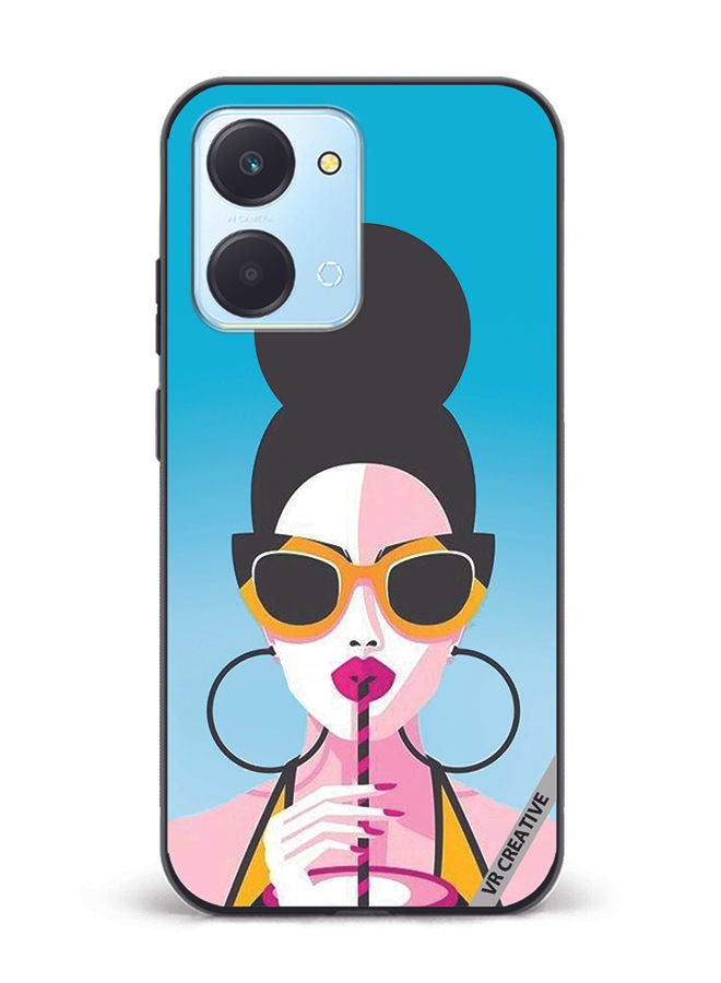 VR CREATIVE Protective Case Cover For Honor Play7T Girl Having Drink Design Multicolour - Image 1