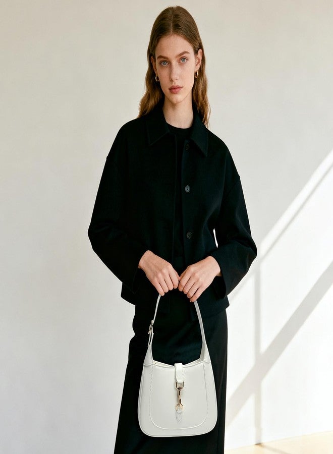 حقيبة كتف كيلي للنساء، مصنوعة من الجلد النباتي، حقائب يد صغيرة لطيفة، حقيبة كروسبودي عصرية بمقبض علوي وحزام قابل للتعديل، لون كريمي أبيض - Image 2